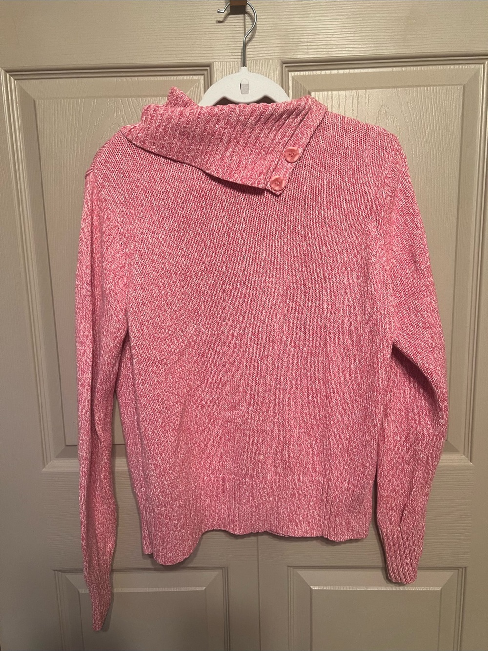 Fashion Bug Pink Button-Collar Turtleneck Sweater